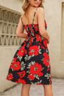 S-2Xl Plus Size Summer New Flower Batch Printing Stretch Sling Backless Fashion Casual Midi Dress