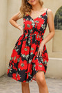 S-2Xl Plus Size Summer New Flower Batch Printing Stretch Sling Backless Fashion Casual Midi Dress