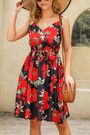 S-2Xl Plus Size Summer New Flower Batch Printing Stretch Sling Backless Fashion Casual Midi Dress