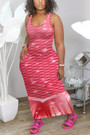 S-2Xl Plus Size Summer New Stretch 5 Colors Fixed Printing Sleeveless Casual Maxi Dress
