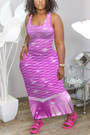 S-2Xl Plus Size Summer New Stretch 5 Colors Fixed Printing Sleeveless Casual Maxi Dress