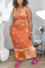 S-2Xl Plus Size Summer New Stretch 5 Colors Fixed Printing Sleeveless Casual Maxi Dress