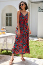 S-2Xl Plus Size Summer New Style Inelastic Flower & Leaf Batch Printing Sling Backless Casual Midi Dress