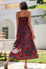 S-2Xl Plus Size Summer New Style Inelastic Flower & Leaf Batch Printing Sling Backless Casual Midi Dress