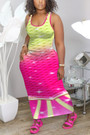 S-2Xl Plus Size Summer New Stylish 4 Colors Stretch Fixed Printing Sleeveless Casual Maxi Dress
