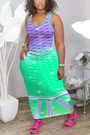 S-2Xl Plus Size Summer New Stylish 4 Colors Stretch Fixed Printing Sleeveless Casual Maxi Dress