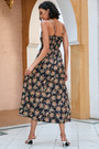 S-2Xl Plus Size Summer New Stylish Floral Batch Printing Inelastic Sling Backless Casual Midi Dress