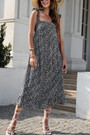 S-2Xl Plus Size Summer New Stylish Floral Batch Printing Inelastic Sling Backless Single-Breasted Casual Midi Dress