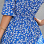 S-2Xl Plus Size Summer New Stylish Floral Batch Printing Inelastic V-Neck Elbow Sleeves Split Casual Midi Dress