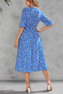 S-2Xl Plus Size Summer New Stylish Floral Batch Printing Inelastic V-Neck Elbow Sleeves Split Casual Midi Dress