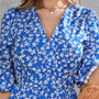 S-2Xl Plus Size Summer New Stylish Floral Batch Printing Inelastic V-Neck Elbow Sleeves Split Casual Midi Dress