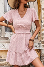 S-2Xl Plus Size Summer New Stylish Floral Batch Printing Stretch V-Neck Button Casual Mini Dress