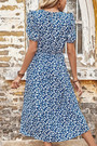 S-2Xl Plus Size Summer New Stylish Floral Printing Micro Elastic Crew Neck Split Button Casual Midi Dress
