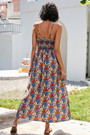 S-2Xl Plus Size Summer New Stylish Flower Batch Printing Inelastic Sling Backless Casual Midi Dress