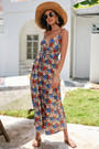 S-2Xl Plus Size Summer New Stylish Flower Batch Printing Inelastic Sling Backless Casual Midi Dress