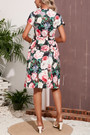 S-2Xl Plus Size Summer New Stylish Flower Batch Printing Inelastic V-Neck With Belt Pocket Casual Midi Dress