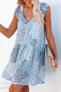 S-2Xl Plus Size Summer New Stylish Inelastic Floral Batch Printing Contrast Color Spliced Lace-Up Pockets Casual Mini Dress