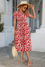 S-2Xl Plus Size Summer New Stylish Inelastic Floral Batch Printing Hollow Lace-Up Backless Sexy Midi Dress
