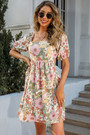S-2Xl Plus Size Summer New Stylish Inelastic Floral Batch Printing Square Neckline Bow Lace-Up Hollow Backless Sexy Mini Dress