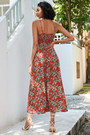 S-2Xl Plus Size Summer New Stylish Inelastic Flower & Leaf Batch Printing Sling Casual Midi Dress