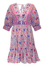 S-2Xl Plus Size Summer New Stylish Micro Elastic Floral Batch Printing V-Neck Lace-Up Casual Mini Dress