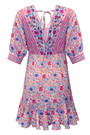 S-2Xl Plus Size Summer New Stylish Micro Elastic Floral Batch Printing V-Neck Lace-Up Casual Mini Dress