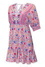 S-2Xl Plus Size Summer New Stylish Micro Elastic Floral Batch Printing V-Neck Lace-Up Casual Mini Dress