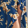 S-2Xl Plus Size Summer New Stylish Micro Elastic Flower Batch Printing Ruffle Sling Backless Lace-Up Zip-Up Split Sexy Midi Dress