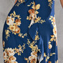 S-2Xl Plus Size Summer New Stylish Micro Elastic Flower Batch Printing Ruffle Sling Backless Lace-Up Zip-Up Split Sexy Midi Dress