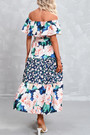 S-2Xl Plus Size Summer New Stylish Micro Elastic Off-The-Shoulder Ruffle With Belt Casual Midi Dress