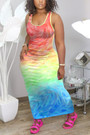 S-2Xl Plus Size Summer New Stylish Stretch 4 Colors Fixed Printing Sleeveless Casual Maxi Dress