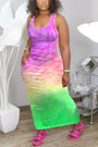 S-2Xl Plus Size Summer New Stylish Stretch 4 Colors Fixed Printing Sleeveless Casual Maxi Dress