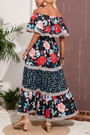 S-2Xl Plus Size Summer New Stylish Stretch Flower Batch Printing Off-The-Shoulder Ruffle Casual Maxi Dress