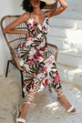 S-2Xl Summer New Floral Batch Printing Micro-Elastic Swing Bohemian Spaghetti String Midi Dress
