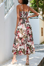 S-2Xl Summer New Floral Batch Printing Micro-Elastic Swing Bohemian Spaghetti String Midi Dress