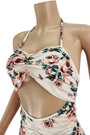 S-2Xl Summer New Plus Size Allover Flower Batch Printing Stretch Halter-Neck Lace-Up Hollow Shirring Sexy Bodycon Maxi Dress