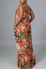 S-2Xl Summer New Plus Size Allover Leopard & Flower Batch Printing Stretch Sling Pockets Loose Stylish Casual Maxi Dress