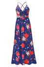 S-2Xl Summer New Plus Size Flower Batch Printing Stretch Backless Adjustable Straps Stylish Bohemia Vacation Style Maxi Dress