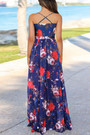 S-2Xl Summer New Plus Size Flower Batch Printing Stretch Backless Adjustable Straps Stylish Bohemia Vacation Style Maxi Dress