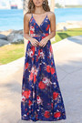 S-2Xl Summer New Plus Size Flower Batch Printing Stretch Backless Adjustable Straps Stylish Bohemia Vacation Style Maxi Dress
