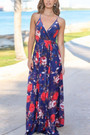 S-2Xl Summer New Plus Size Flower Batch Printing Stretch Backless Adjustable Straps Stylish Bohemia Vacation Style Maxi Dress