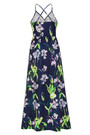 S-2Xl Summer New Plus Size Flower & Leaf Batch Printing Stretch Backless Adjustable Straps Stylish Bohemia Vacation Style Maxi Dress
