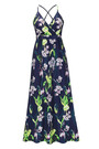 S-2Xl Summer New Plus Size Flower & Leaf Batch Printing Stretch Backless Adjustable Straps Stylish Bohemia Vacation Style Maxi Dress