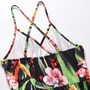 S-2Xl Summer New Plus Size Plant Batch Printing Stretch Backless Crossed Adjustable Straps Stylish Tropical Vacation Style Maxi Dress
