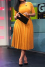 S-3Xl Plus Size New 5 Colors Solid Color Micro-Elastic Crew Neck Nipped Waist Pleated Stylish Classic Midi Dress(With Belt)
