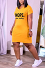 S-3Xl Plus Size Summer New 3 Colors Letter Fixed Printing Stretch Pocket Short Sleeves Cotton Casual Mini Dress