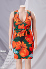 S-3Xl Plus Size Summer New Stylish Stretch Flower Batch Printing Deep-V-Neck Lace-Up Sleeveless Slim Sexy Midi Dress