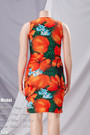 S-3Xl Plus Size Summer New Stylish Stretch Flower Batch Printing Deep-V-Neck Lace-Up Sleeveless Slim Sexy Midi Dress
