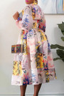 S-3Xl Spring Plus Size Batch Printing Inelastic Zip-Up Back Casual Ethnic Style Midi Dress With Belt 1#