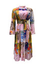 S-3Xl Spring Plus Size Batch Printing Inelastic Zip-Up Back Casual Ethnic Style Midi Dress With Belt 1#
